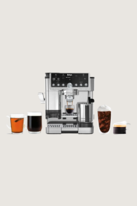 ninja luxe cafe pro 4 in 1 espresso machine on a beige background